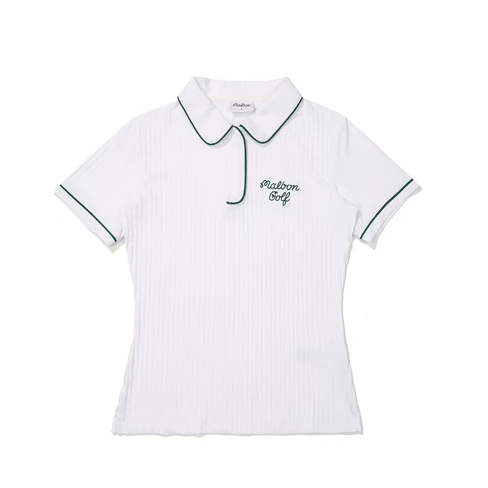 

2023 Summer New Korean Women Golf Shirt Malbon Women Sports Golf Polo Shirt Short Sleeve Golf Tops