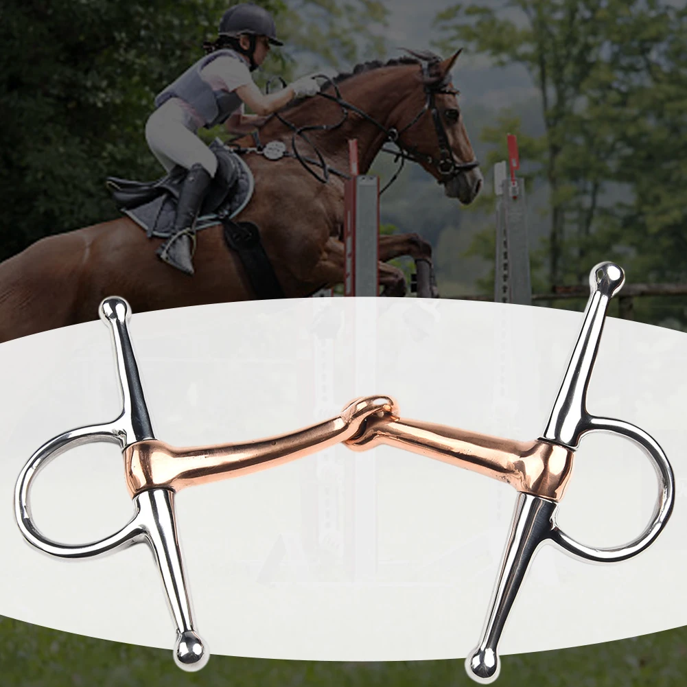 

1pc Horse Mouth Bit Hot Stainless Steel 13cm Full Cheek Snaffle Bit Copper Mouth Horse Tack Horse Equipment Replacement Parts