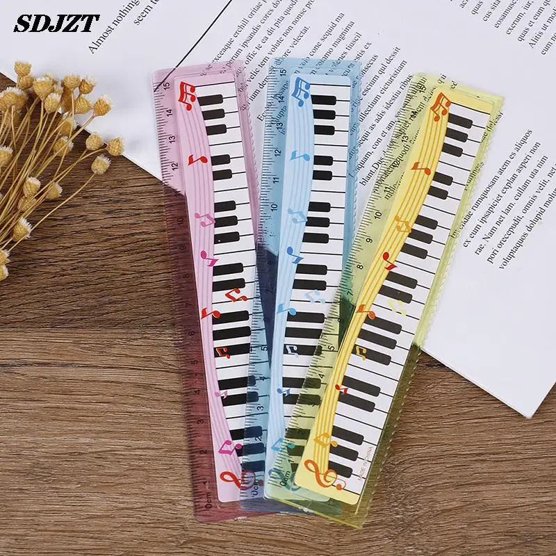 

1pc Creative 15cm Cute Cartoon Piano Musical Note Ruler bookmarks School Student Ruler gift ruler color random