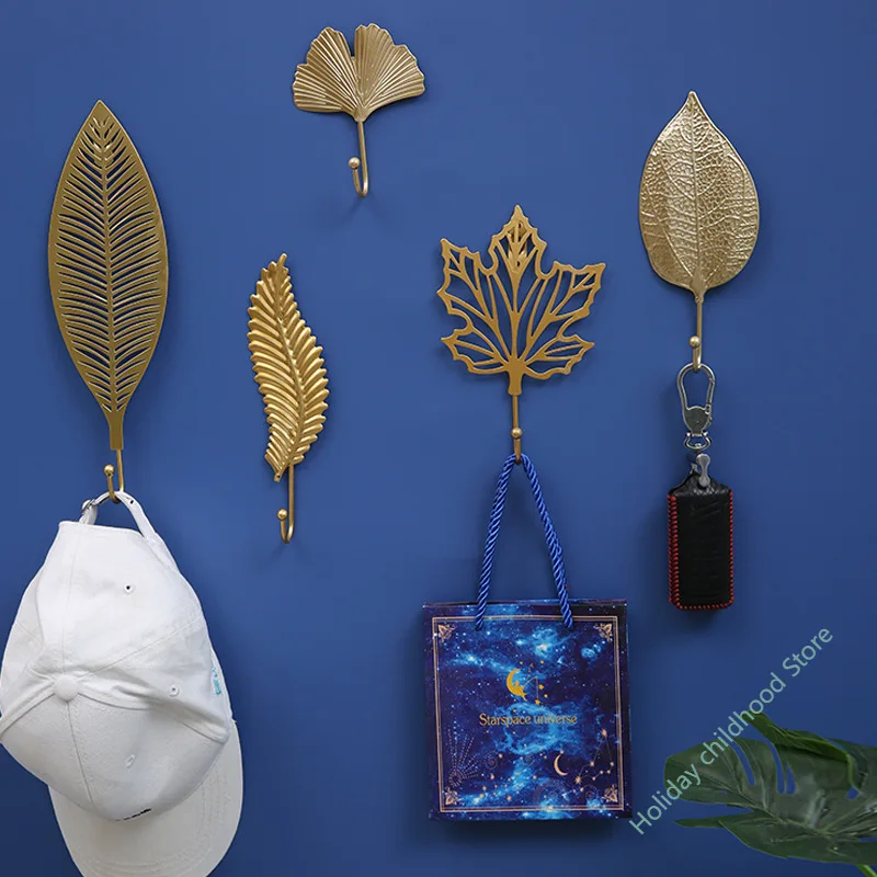 

Nordic Light Luxury Leaf Hook Creative Home Door Porch Coat Hook Room Wall Hanging Coat Hook Wall Decoration