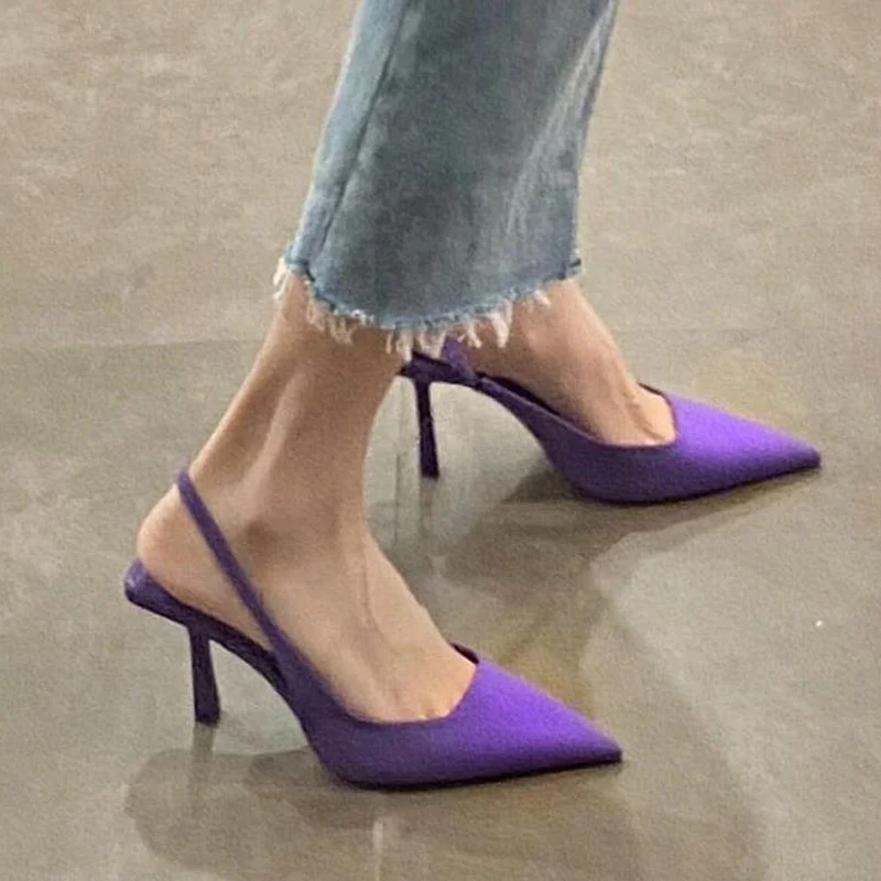 

Plus Size 42 Women's Sandles High Heels 2022 Summer New Office Lady Shoes Sexy Pointed Toe Mules Wear Out Fashion Dresses Pumps