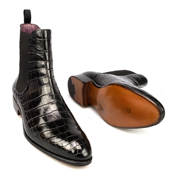 Crocodile High-top Print Chelsea Boots for Men Shoes Chelsea Boots Cowboy Boots  Men Shoes  Ankle Boots Platform Boots Men Boot