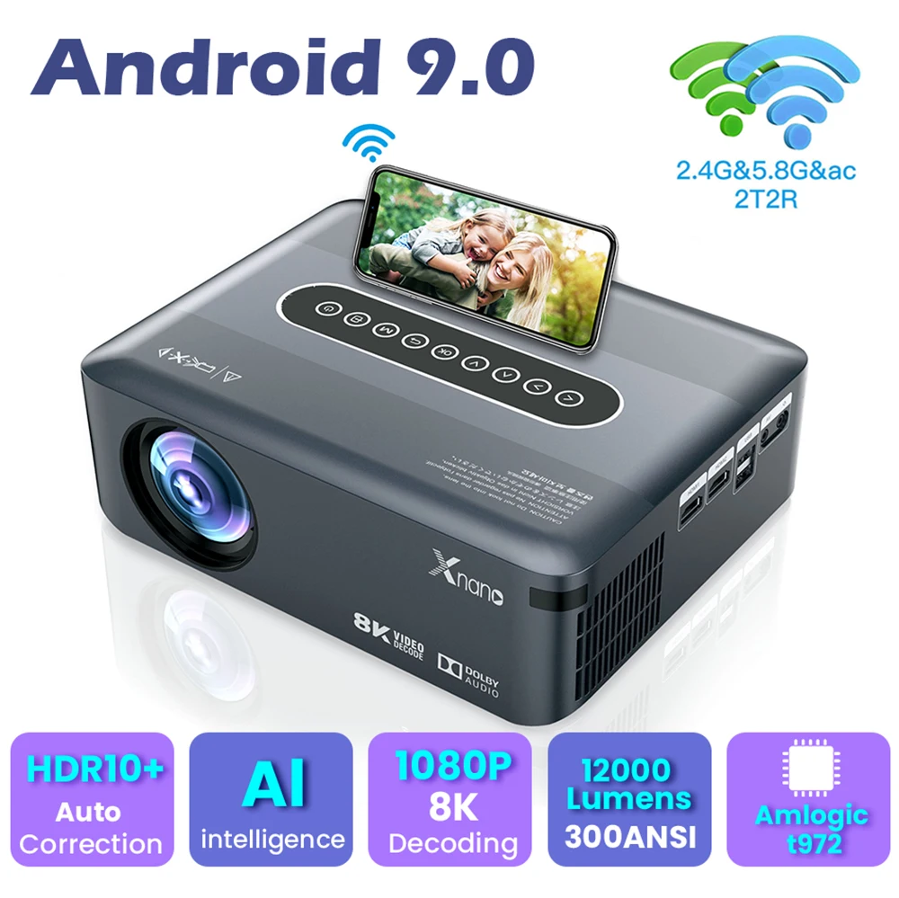 Проектор Transpeed 12000 лм Android 9 0 Amlogic T972 300ANSI Двойной Wi-Fi HD 1920*1080p BT5.0 8K Автоматическая