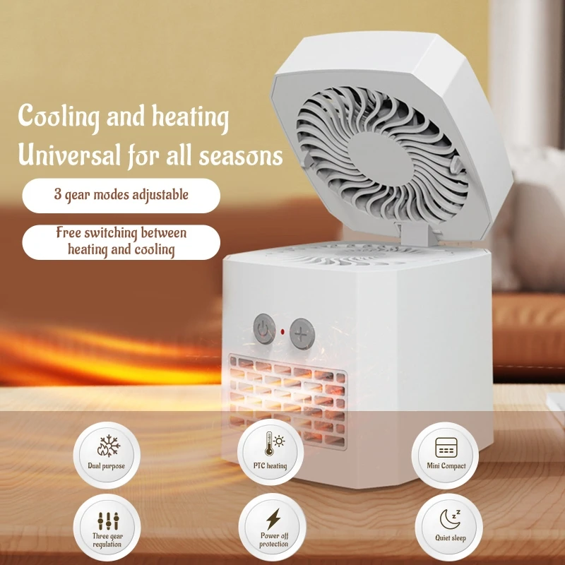 

2 in1 Universal Adjustable Space Fan & Heater Air Conditioner Fan with 3 Speed Quiet for All Seasons Room Home Office