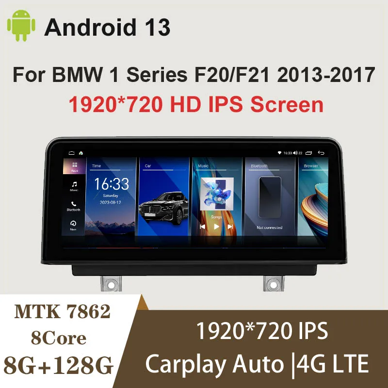 Фото 8-ядерный Android13 10,25 дюйма для BMW 1 серии F20 F21 2013-2017, автомобильный видеоплеер, мультимедийный экран, Carplay, авто радио, стерео GPS 4G №1