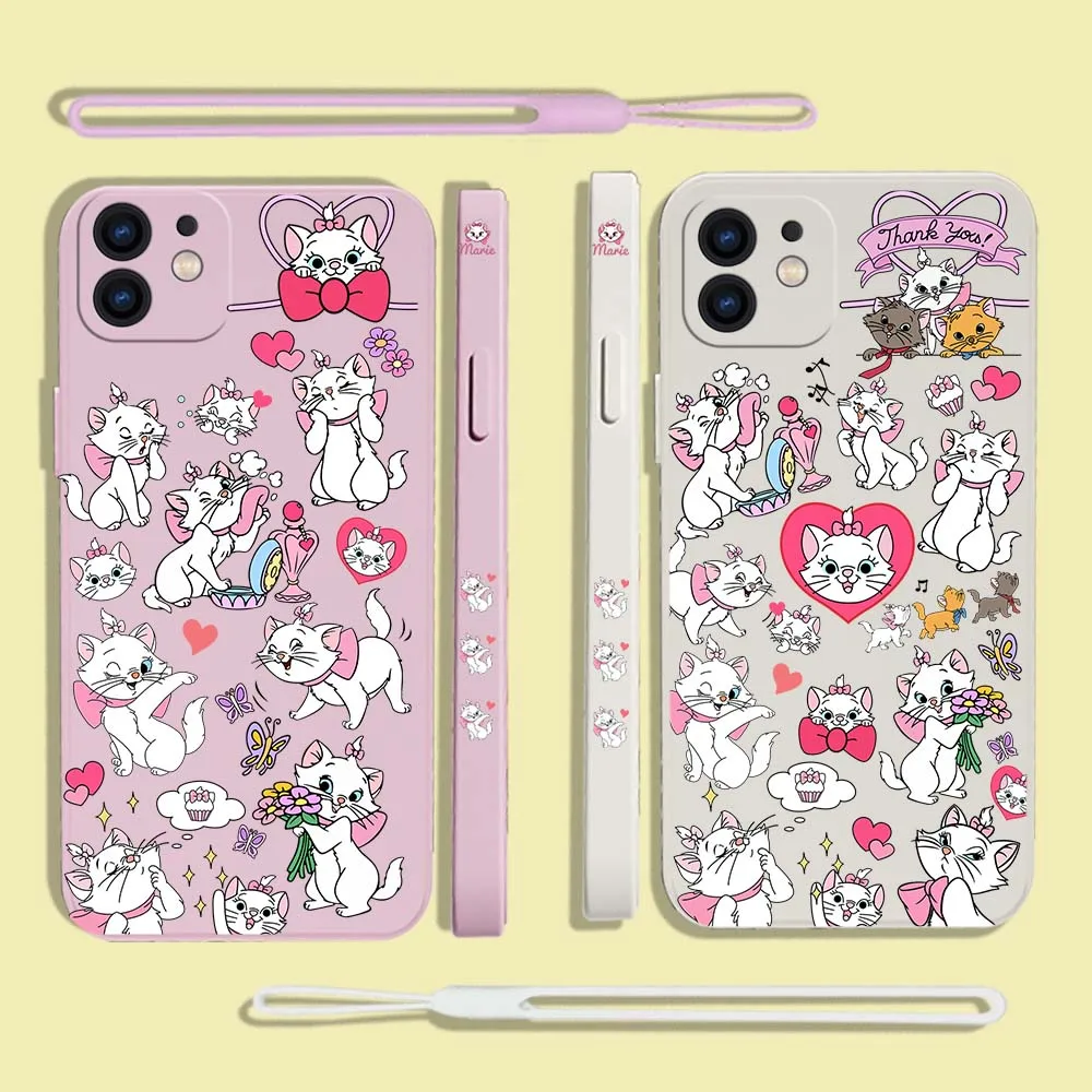 

Disney Marie Cat Cute Phone Case For Xiaomi Redmi Note 11 10A 10 10S 9 8 7 Pro Plus 10C 9A 9C 9T 4G 5G Cases with Hand Strap