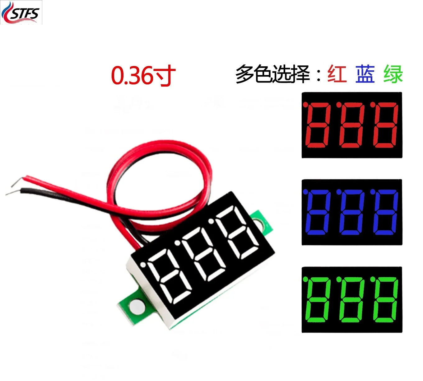 

0.36 Inch 0.36'' DC 4.7-32V 3 Digit Display Voltmeter Mini LED Digital Panel Volt Voltage Meter Instrument Red/Blue/Gree/White