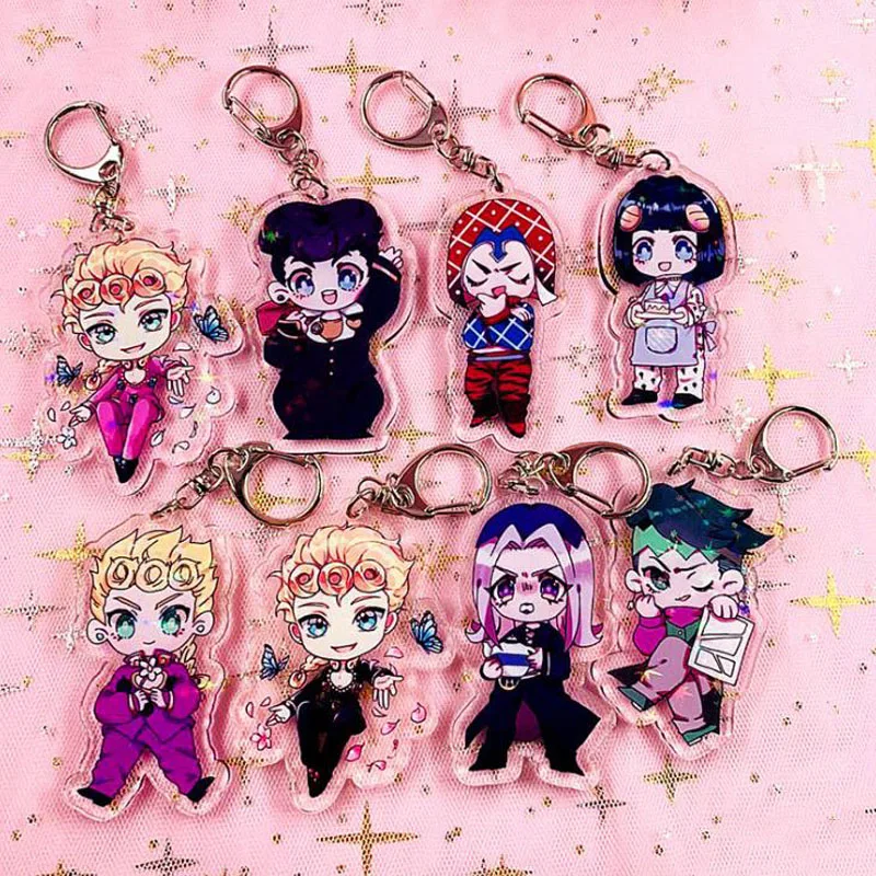 

1 шт., брелоки из мультфильма аниме Джоджо, невероятные приключения, фигурка героя, акриловый брелок, коллекция игрушек, подарки