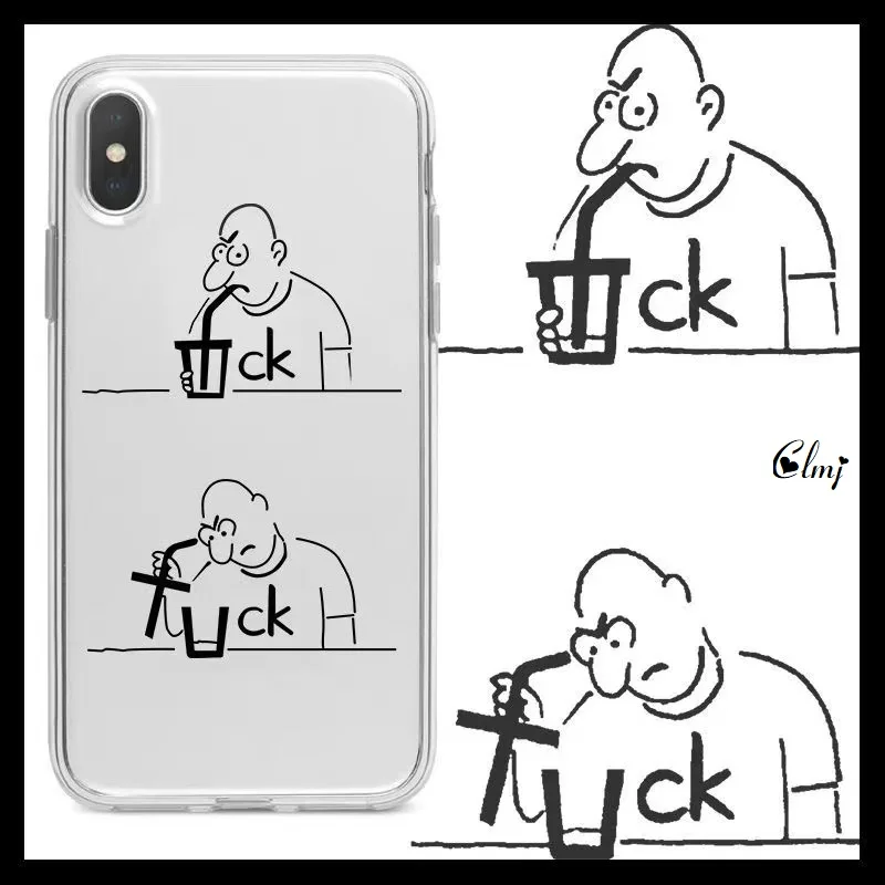 

Clmj Funny Illustration Character Phone Case For iPhone 11 12 13 XR X For Samsung Galaxy F52 S22 S21 Transparent Silicone Cover
