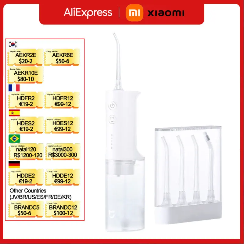 XIAOMI MIJIA Portable Oral Irrigator Dental For Irrigator Teeth Water Flosser Bucal Calculi Oral Cleaner water thread For Teeth