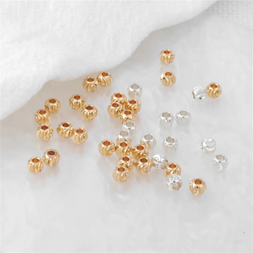 

14K gold beads cut flower beads cut machete pattern round beads DIY string jewelry bracelet necklace accessories material