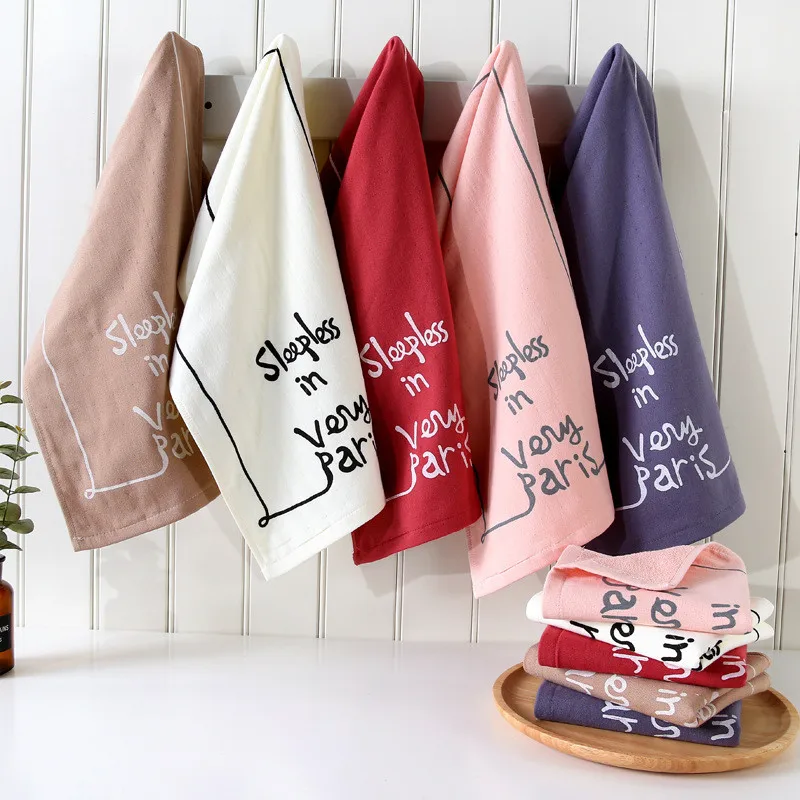 

34x76cm 100% Cotton Gauze Terry Sleepless Letter Household Absorbent Bathroom Adult Hand Towel