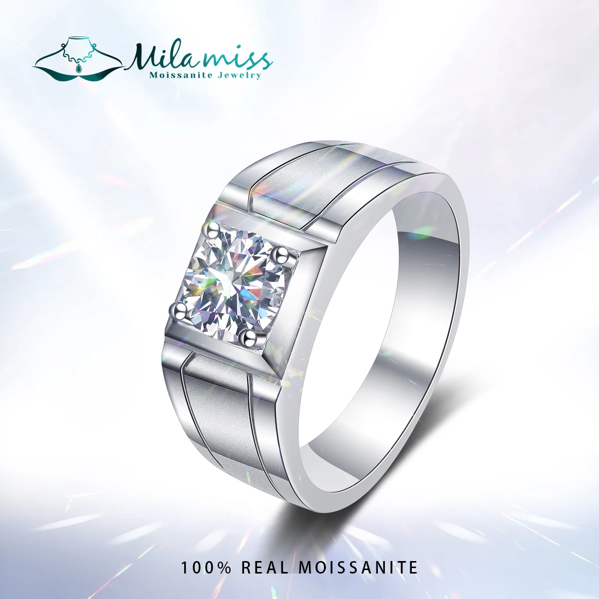Кольцо с муассанитом MILAMISS GRA, кольцо из стерлингового серебра с родиевым покрытием и бриллиантами, обручальное кольцо, обручальное кольцо для мужчин