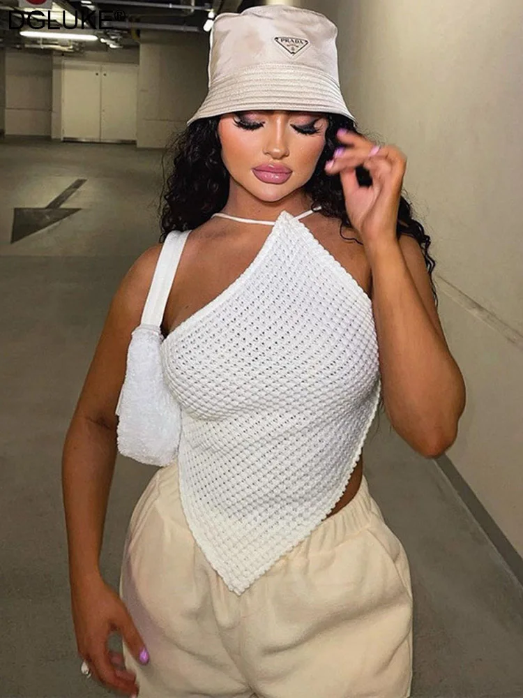 Модный вязаный крючком комплект из двух предметов Женская юбка и укороченный топ