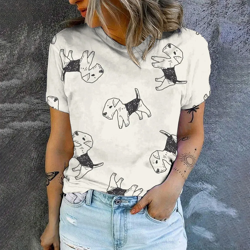 Футболка женская повседневная с коротким рукавом и круглым вырезом