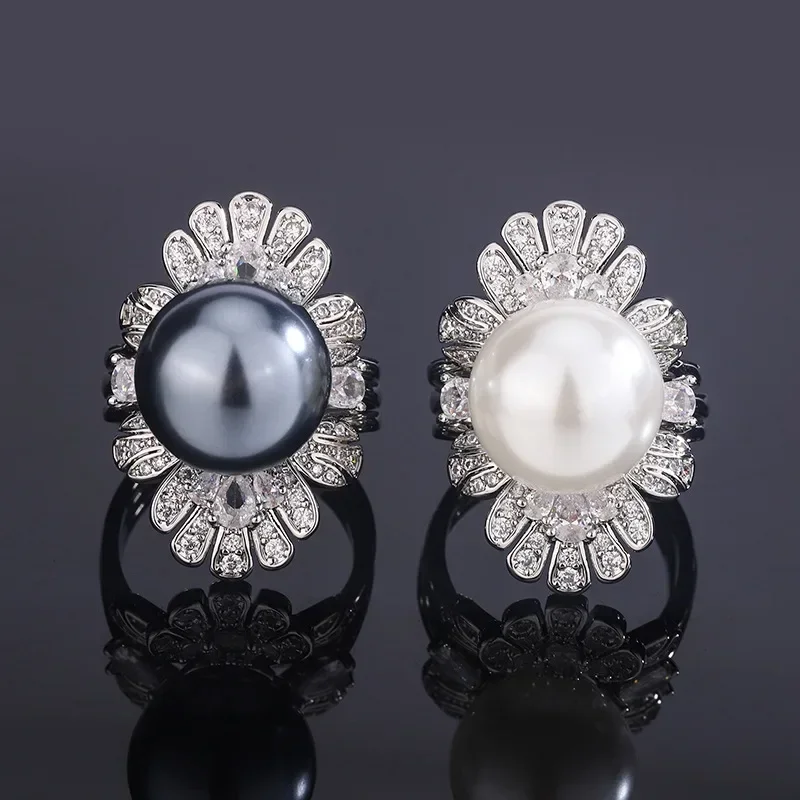 SrJewelry регулируемое кольцо 2 в 1 с медным покрытием и платиной инкрустацией