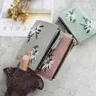 Короткий кошелек для женщин с вышитым цветком, бумажник из искусственной кожи для мелочи, Дамская кредитница, мини-сумочка для денег и девушек