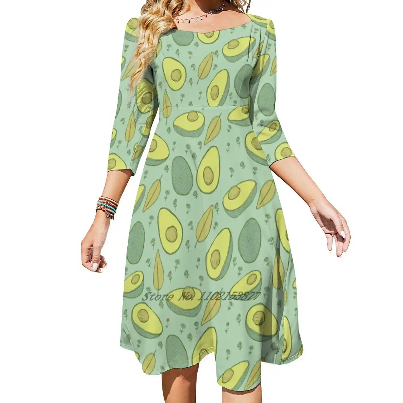 Свободное платье с карманами авокадо летнее сексуальное v-образным вырезом и