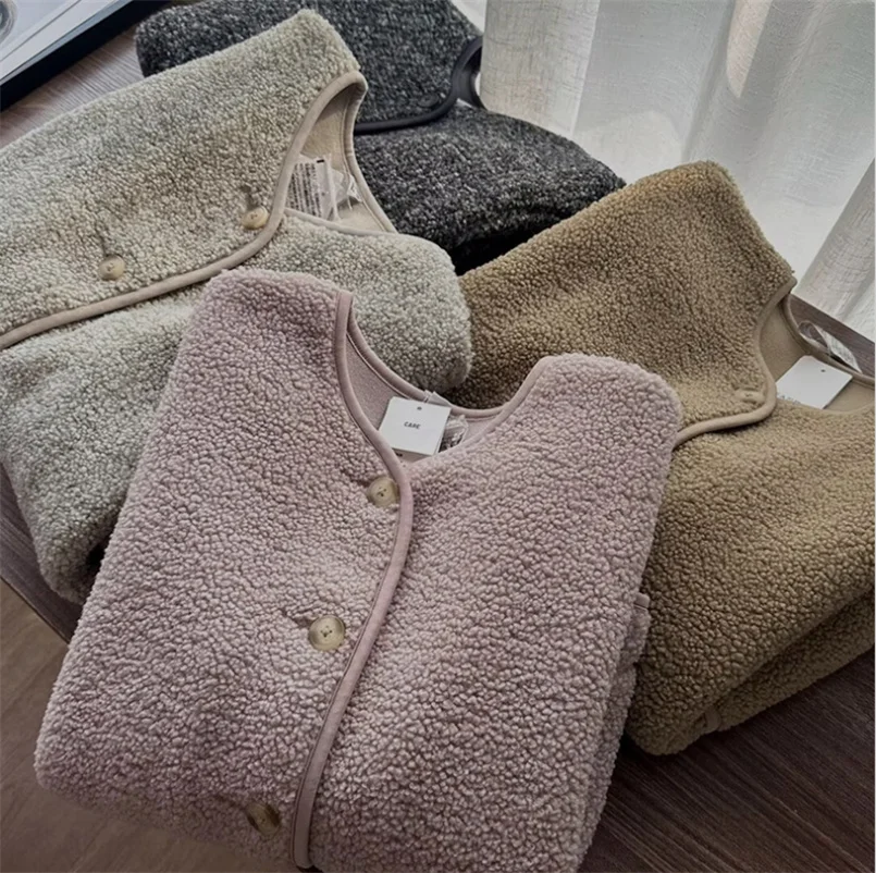 Женская осенне-зимняя теплая флисовая куртка с круглым вырезом верхняя одежда на