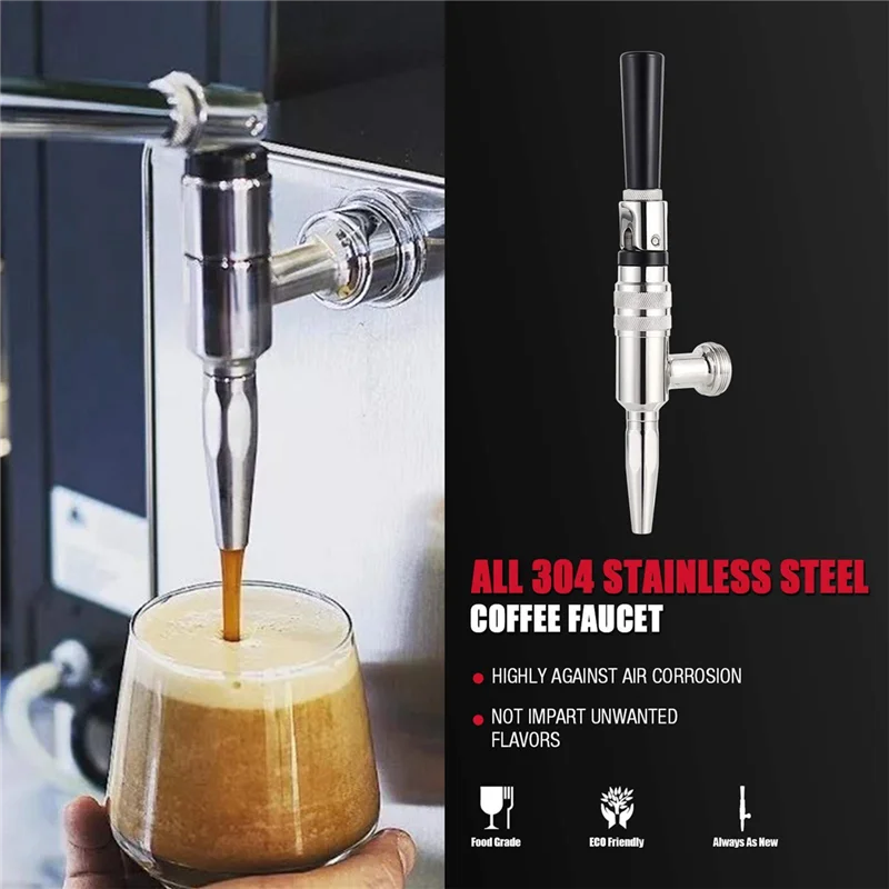 

Stout Beer Coffee Faucet Stainless Steel Nitrogen Keg Draft Faucet, Homebrew Cold Brew Kegerator Beer Tower Tap