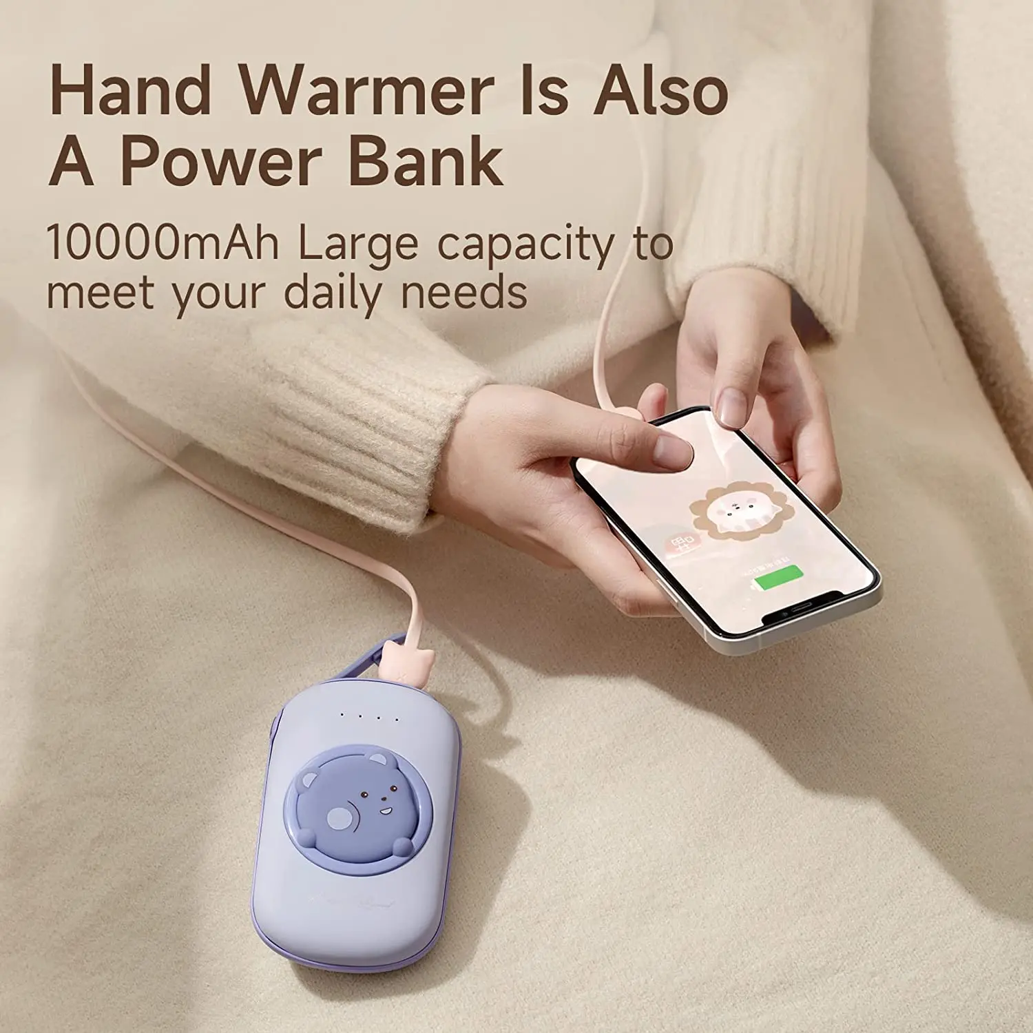 

Hand Warmers Rechargeable Electric 10000mAh Portable Power Bank 2 Levels Heater Handwarmer Reusable for Outdoor Sports in Winter