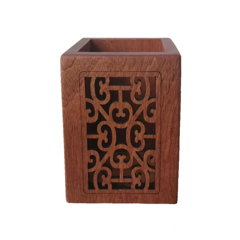 

Antique Pencil Holder Solid Wood Pen Container Cup Stationery Makeup Brush Organizer for Men Women Teacher Students Gift E8BE