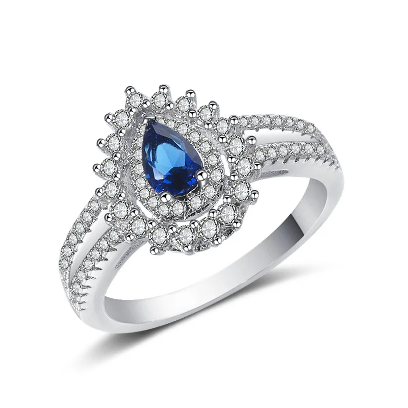 

Sapphire water drop ring for women