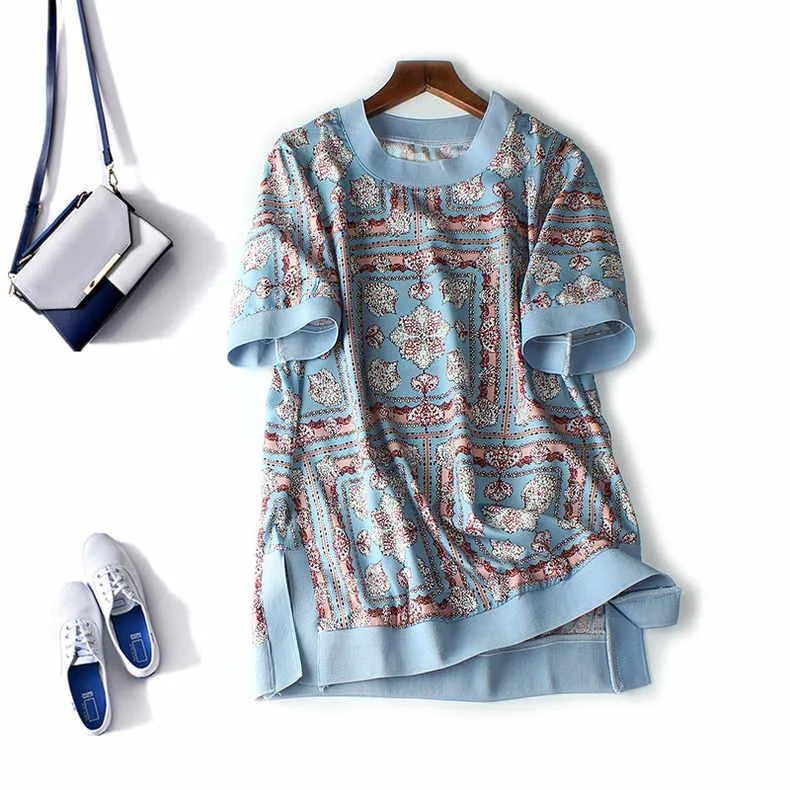 

S923 Fashion women's Tops & Tees 2023 Runway Luxury famous Brand European Design Short Print party style T-Shirts women's Clothi