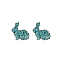 cute rabbit wood stud earrings creative cartoon ear jewelry trendy lightweight jewelry for girls easter party gift