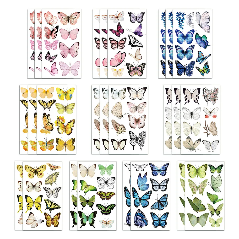 10 шт. наклейки-бабочки для татуировок