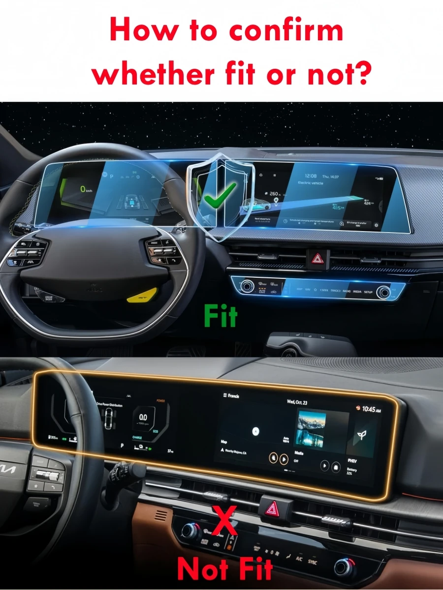 Фото 2 шт. защитные пленки для Kia EV6 2022-2025 (легкий/ветер/GT-Line/GT/First Edition) навигационный ЖК-экран и экран автомобиля кластера №2
