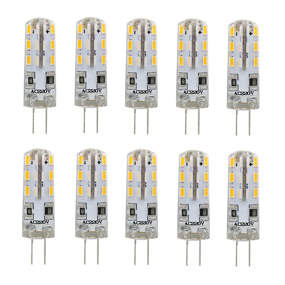 

10pcs 1W G4 AC 220V LED Light Bulb 24leds SMD 3014 Warm Cold White Lights Replace 10W 20W Halogen Lamp For Home Chandelier