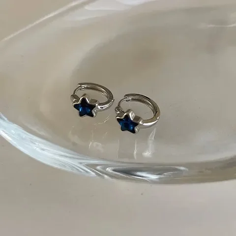 Синие серьги-кольца Y2K