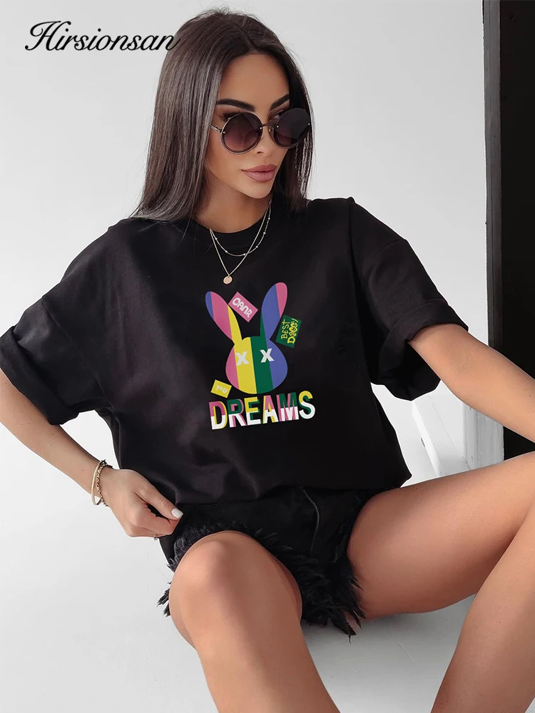 Hirsionsan женская повседневная футболка с коротким рукавом круглым вырезом и