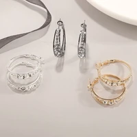 gold silver color hoop earrings for women female statement earrings circle crystal hanging dangle earring korean fashion jewelry