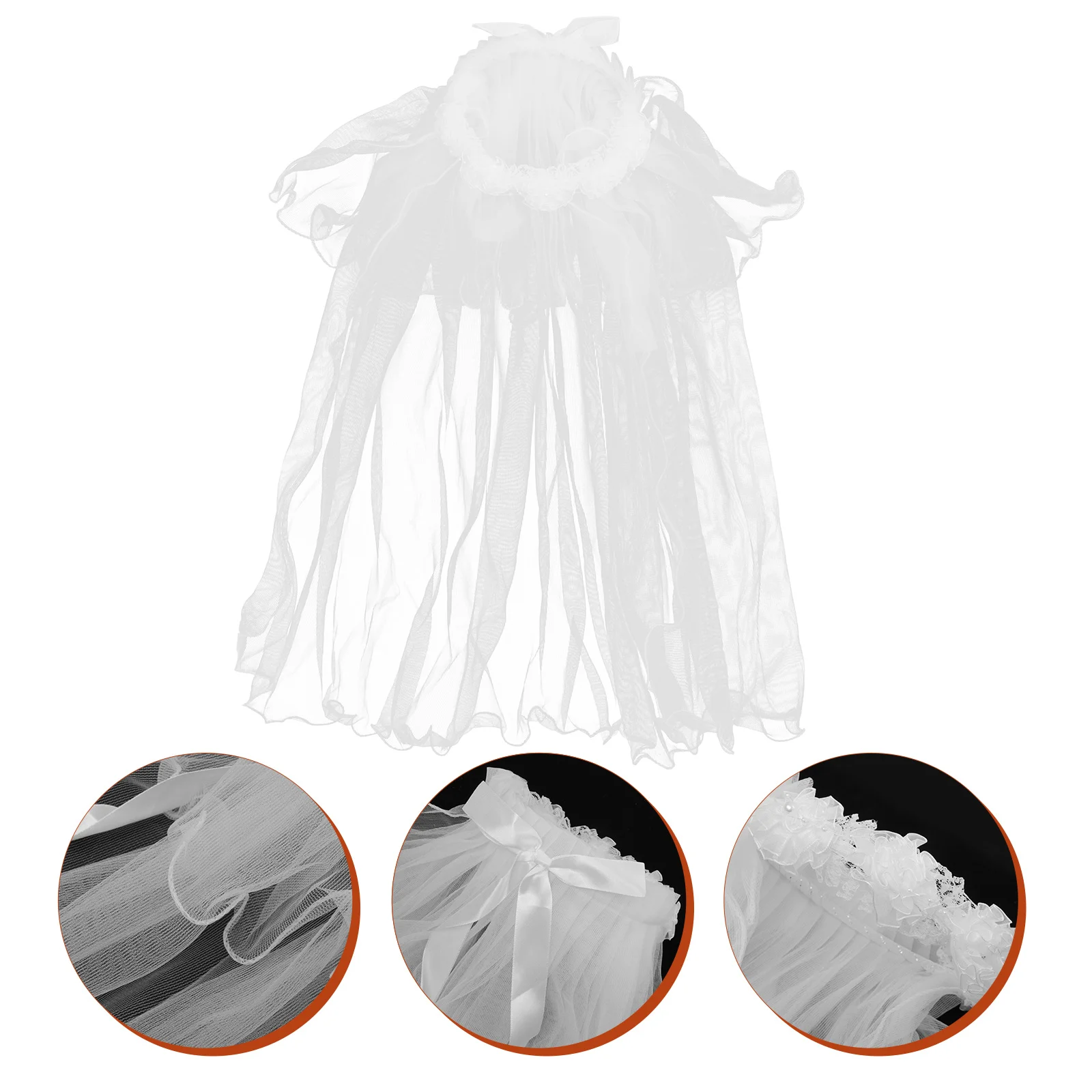 

Wedding White Wreath Veil Flower Veil Party Headband Hair Wreath Veil for Kids
