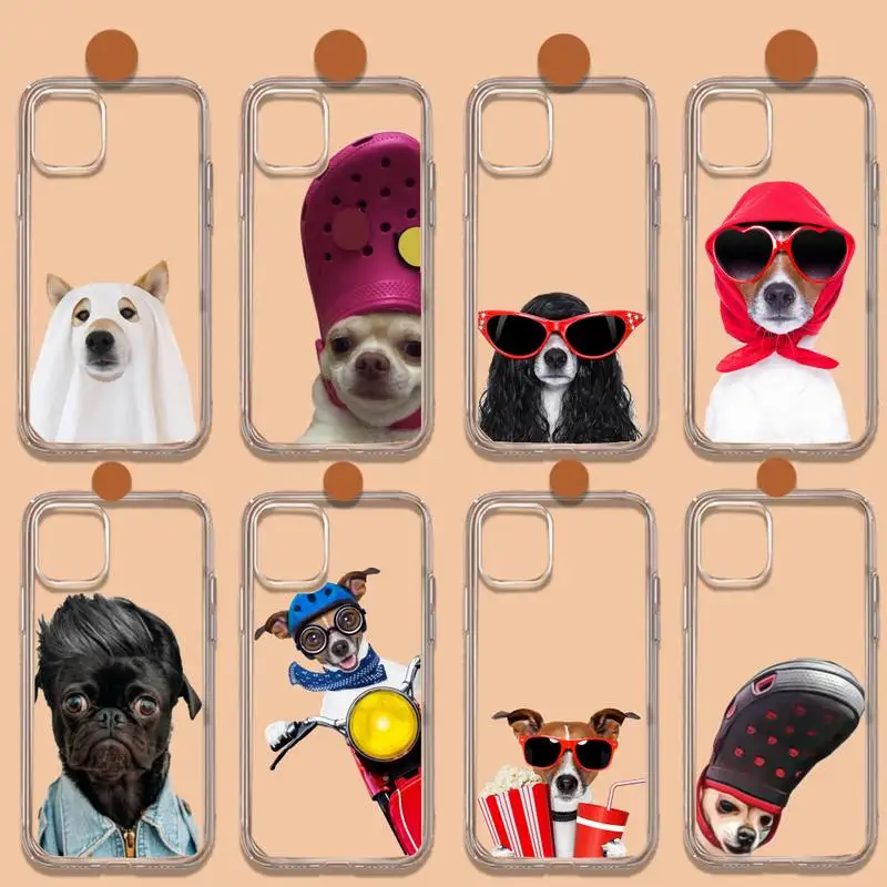 

Funny Dog with Shoes Phone Case Transparent soft For iphone 11 13 12 14 x xs xr pro max mini plus