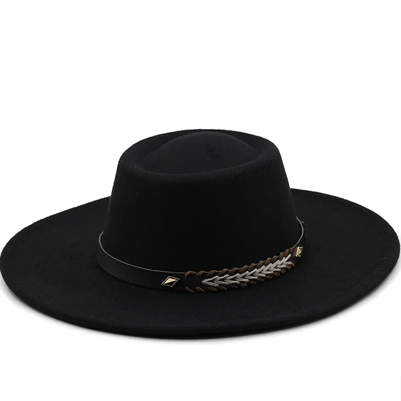 Fedora Hats for Women New 9.5cm Wide Brim Dress Men Cap Felted Hat Panama Church Wedding classic Band Men Hat Sombreros De Mujer