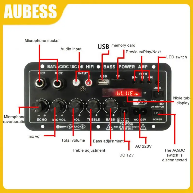 

Usb-плата, сабвуфер, цифровое обновление, двойной микрофон, караоке, моно-усилитель, литиевая батарея, интерфейс, усилитель мощности
