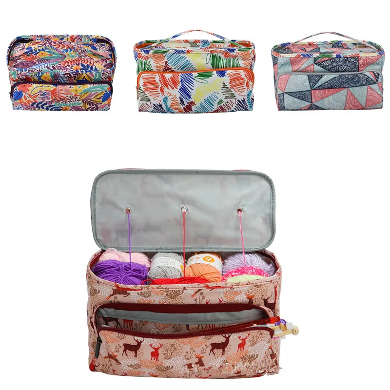 

Портативная шерстяная сумка для хранения, пряжа, крючки для вязания, для путешествий, искусственная вышивка, аксессуары для шитья, сумки