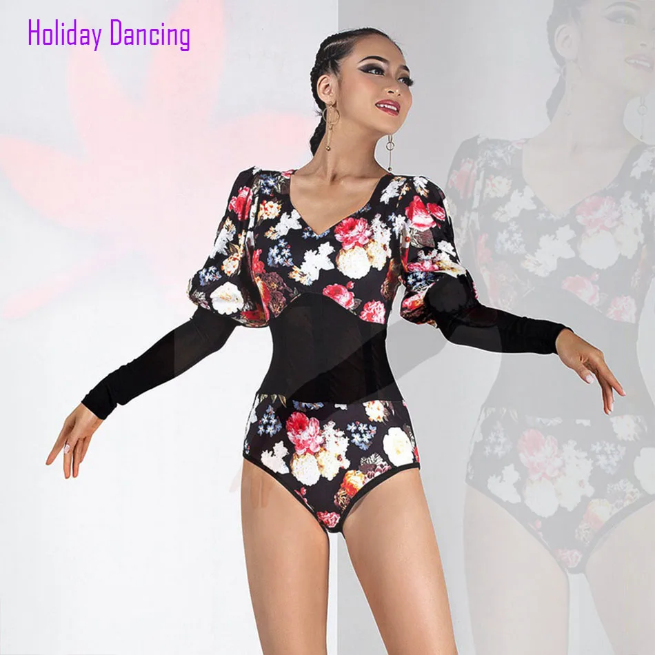 Женское лоскутное платье для латиноамериканских танцев с цветочным принтом