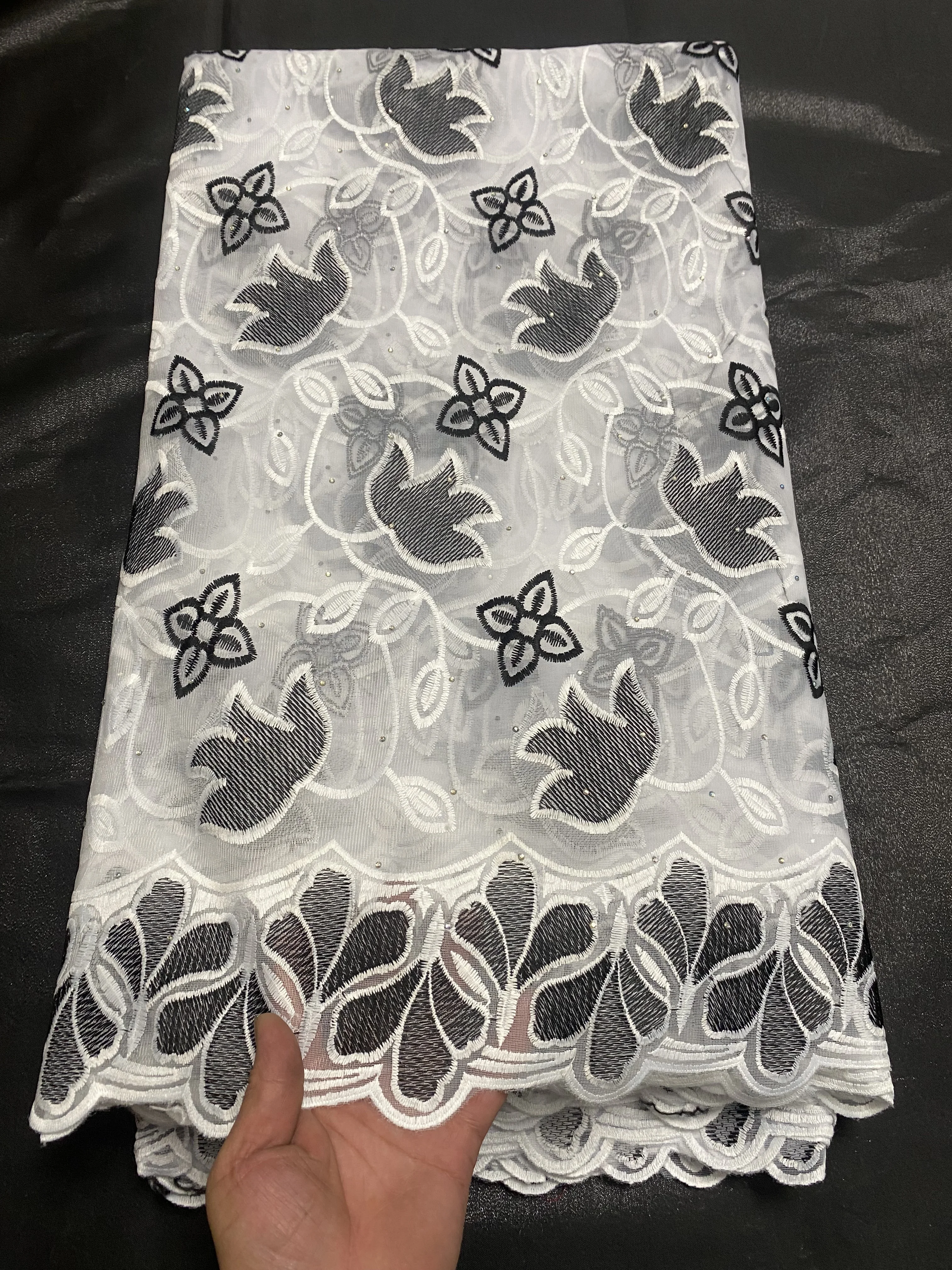 Белое кружево французская кружевная ткань с камнями африканский тюль вышивкой