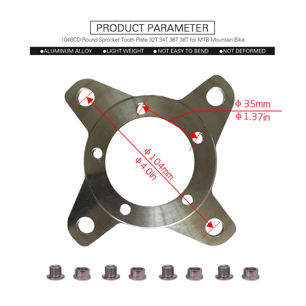 

EBike BCD 104mm ChainRing Wheel Adapter For Bafang BBSHD-Mid Drive Motor Electric Bike Crankset MTB Cycling Accessories Parts