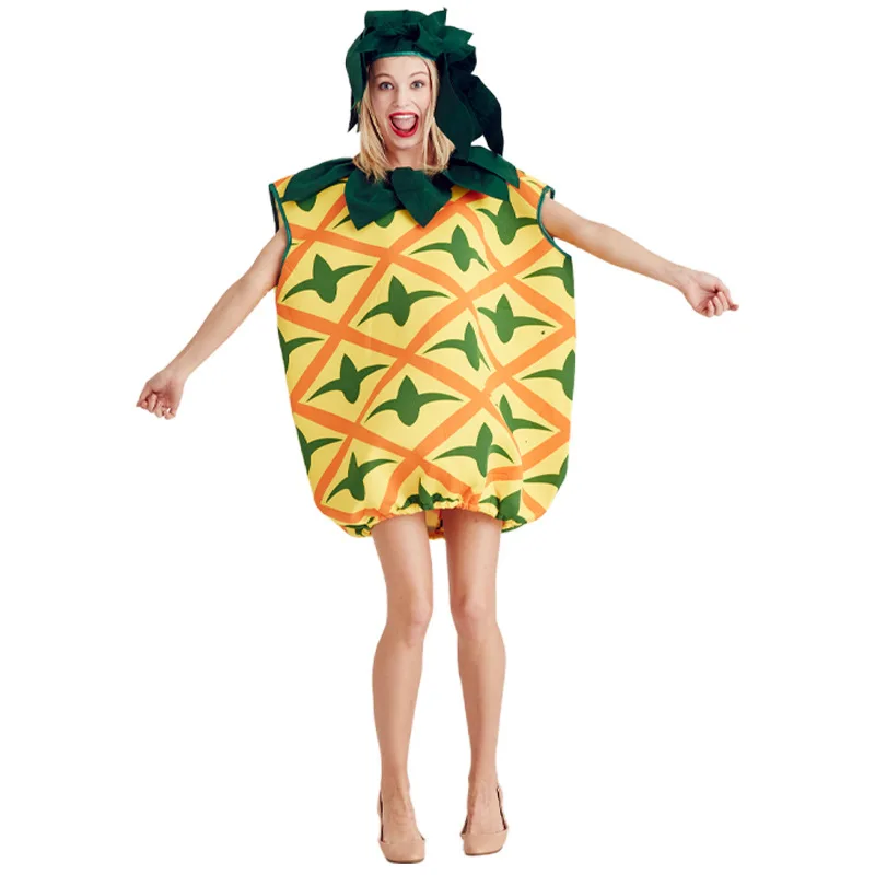 

Umorden Unisex Fruit Ananas Pineapple Costume Tunic Sponge Suit Adult Men Women Funny Purim Halloween Party Fancy Dress Cosplay