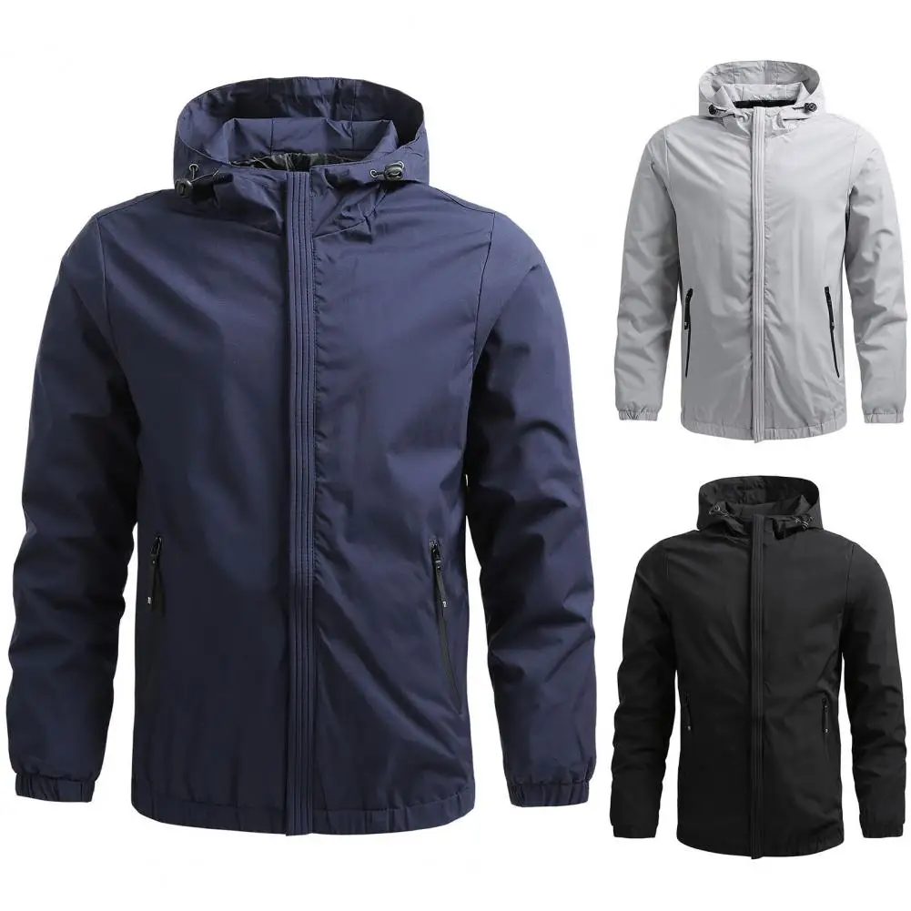 

Breathable Simple Zipper Hood Outerwear Super Soft Men Outerwear Relaxed Fit Streetwear