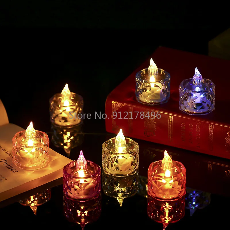 

Atmosphere led electronic candle light crystal nightlight mini tealight birthday proposal confession ins desktop ornaments