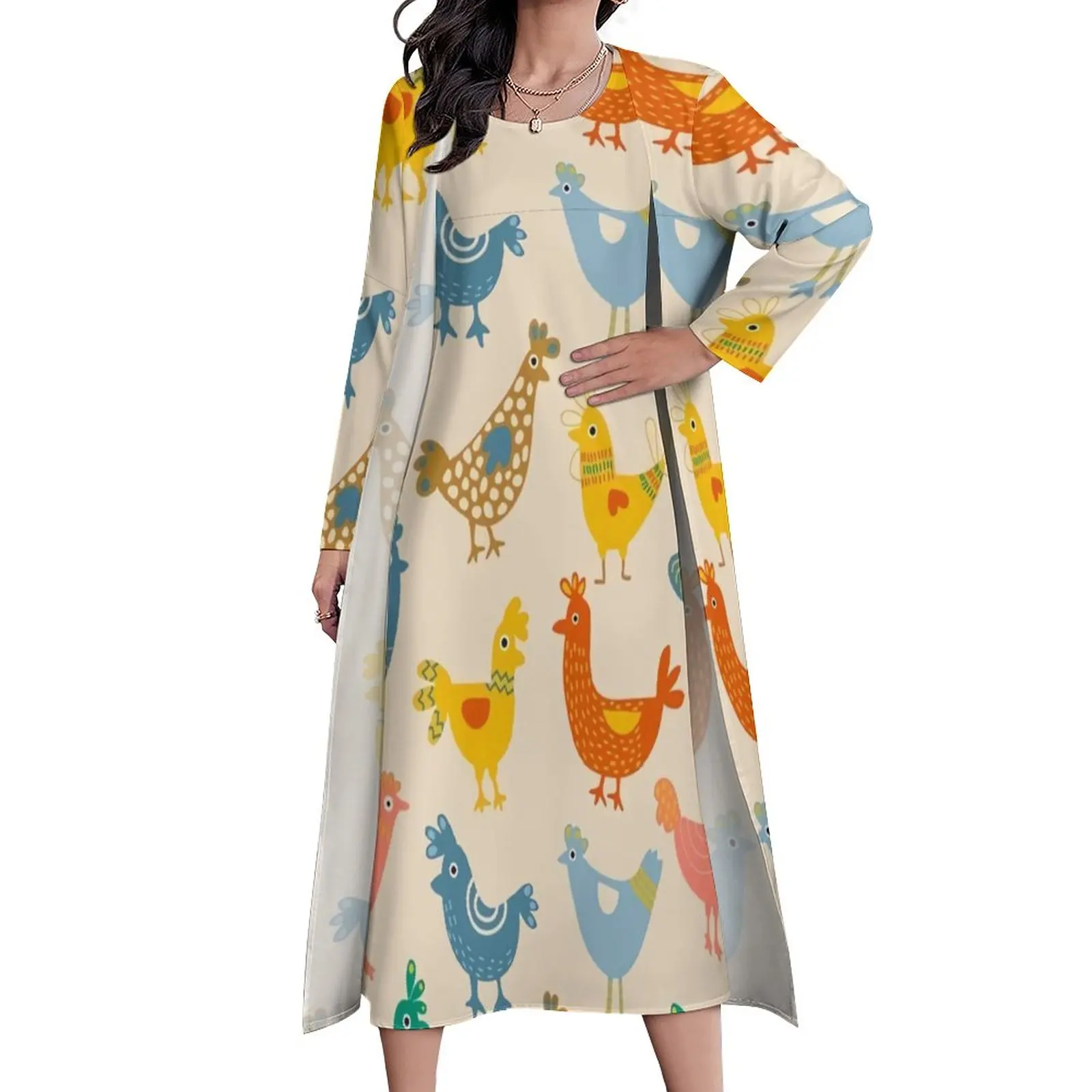 

Женское винтажное платье-макси с принтом животных