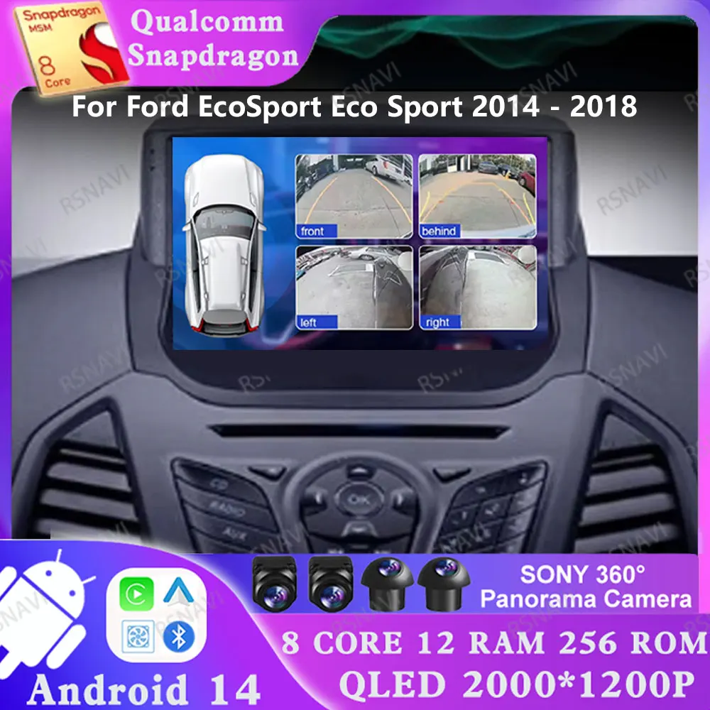 Android 14 для Ford EcoSport Eco Sport 2014-2018 головное устройство Viedo плеер Qualcomm навигация стерео