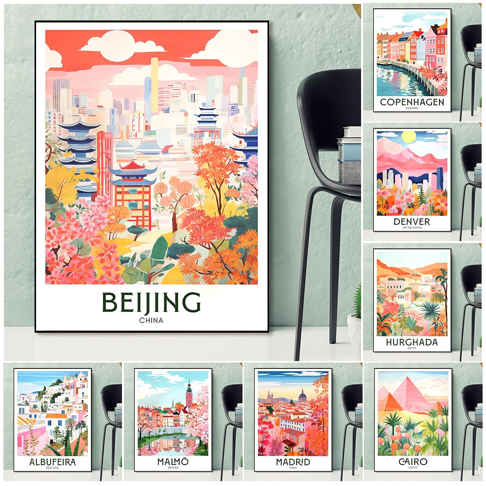 Модный городской винтажный настенный художественный декор для путешествий