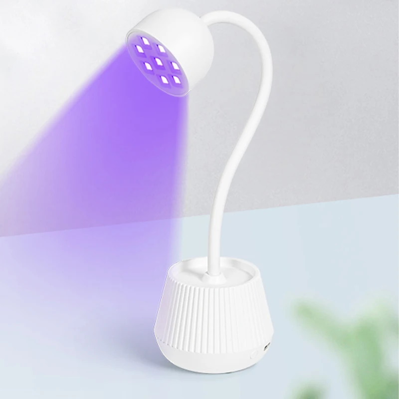 

Power Storage Nail Polish Curing Dryer LED UV Lamp 360° Rotatable Gooseneck Desktop Lotus Nail Quick Dry Light DIY Manicure Tool